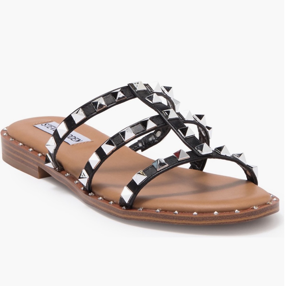 🪩🖤 Steve Madden Averill Strappy Gladiator Sandals Size 10 Black/Silver 🔥